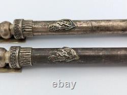 Pair Muzuzot Vintage Judaica Israeli Sterling Silver By Netafim Mezuzah 8 Heavy