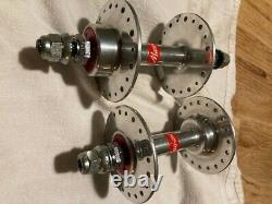Pair, NOS MAXI CAR VINTAGE ALLOY HUBS 40H, 110mm/137mm spacing, FRENCH THREAD