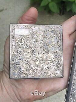 Pair Nice! Vintage Japanese 950 Sterling Silver Cigarette Case & Compact