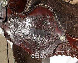 Pair O Dice 15 1/2 Vintage Silver Laced Arabian Style Western Saddle