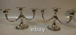 Pair Of -3 Light Fisher Silversmith Inc. Weighted Sterling Silver Candle Sticks