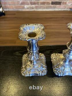 Pair Of Antique Vintage Silverplate On Copper English Candlestick Holders, 6