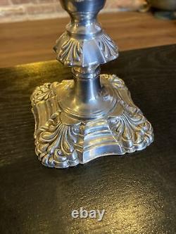 Pair Of Antique Vintage Silverplate On Copper English Candlestick Holders, 6