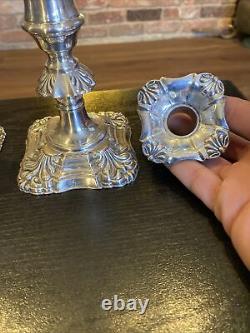 Pair Of Antique Vintage Silverplate On Copper English Candlestick Holders, 6