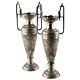 Pair Of Antique Vtg Persian Silver Engraved Vases