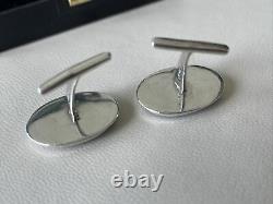 Pair Of Boxed Vintage Sterling Silver & Enamel Cufflinks + Racehorse Cartouches