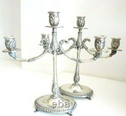 Pair Of Candlesticks Antique Vintage Made in Italy Years' 40 IN Silver 800