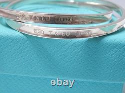 Pair Of Elegant Tiffany Sterling Silver Interlocking Bangle Bracelets + Box