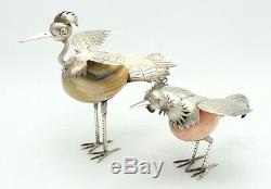 Pair Of Fine Vintage Taxco Mexico 925 Sterling Silver Bird Figurines