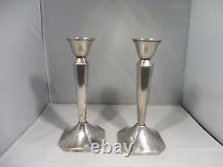 Pair Of Italian Florentine Vintage Plain 900 Silver Candlesticks Weighted