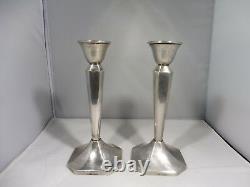 Pair Of Italian Florentine Vintage Plain 900 Silver Candlesticks Weighted