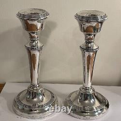 Pair Of Large Vintage Georgian Style Birmingham Sterling Silver Candlesticks