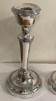 Pair Of Large Vintage Georgian Style Birmingham Sterling Silver Candlesticks