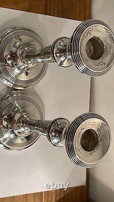 Pair Of Large Vintage Georgian Style Birmingham Sterling Silver Candlesticks