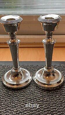 Pair Of Large Vintage Georgian Style Birmingham Sterling Silver Candlesticks