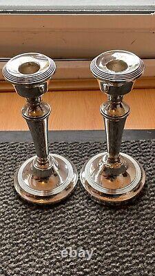 Pair Of Large Vintage Georgian Style Birmingham Sterling Silver Candlesticks