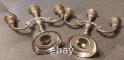 Pair Of Metal Candelabras Neoclassical Style Silver Plated Vintage