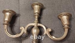 Pair Of Metal Candelabras Neoclassical Style Silver Plated Vintage