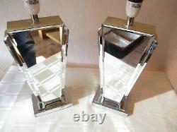 Pair Of Next Art Deco Style Bevelled Mirror Table Lamps With Vintage Shades