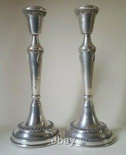 Pair Of Sterling Silver Candlesticks Vintage Candle Holders 925, 161g / 19cm