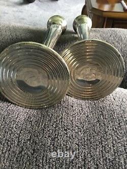 Pair Of Sterling Silver Vintage 10 Weighted Candleholders