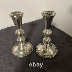 Pair Of VTG. Sterling Duchin Silver Candle Holders Weighted 1950's