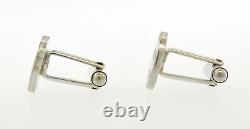 Pair Of Vintage 1991 Tiffany & Co 925 Sterling Silver Round Wave Cufflinks