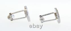 Pair Of Vintage 1991 Tiffany & Co 925 Sterling Silver Round Wave Cufflinks