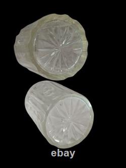 Pair Of Vintage 5.5 Cut Crystal Glass Bottles with 925 Sterling Silver Caps