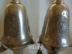 Pair Of Vintage 800 Silver Torah Scroll Grenades Bells Pomegranate- David Tower