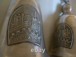 Pair Of Vintage 800 Silver Torah Scroll Grenades Bells Pomegranate- David Tower