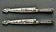 Pair Of Vintage 8.5 Ornate Gaucho Boot Knives With Sheaths Nickel Silver