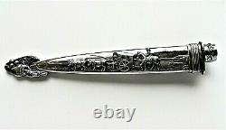 Pair Of Vintage 8.5 Ornate Gaucho Boot Knives With Sheaths Nickel Silver