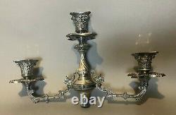 Pair Of Vintage Antique Silver Plate 3 Light Candelabra Tops