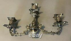 Pair Of Vintage Antique Silver Plate 3 Light Candelabra Tops