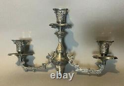 Pair Of Vintage Antique Silver Plate 3 Light Candelabra Tops