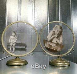 Pair Of Vintage Art Deco EPNS Silver Plated Photo Frames Glass front photographs