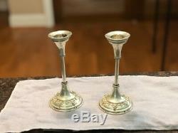 Pair Of Vintage Bier Israel Sterling Silver Candlesticks 12 CM