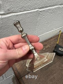 Pair Of Vintage Cast Silver Taper Candlesticks London Hallmarks