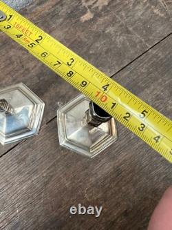 Pair Of Vintage Cast Silver Taper Candlesticks London Hallmarks