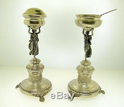 Pair Of Vintage Continental Silver 6 3/4 Figural Salt/pepper Cellars-fantastic