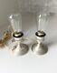 Pair Of Vintage Crest Silver Co. Sterling Weighted Hurrican Lamps. Tested/work