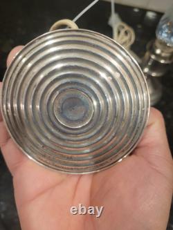 Pair Of Vintage Crest Silver Co. Sterling weighted hurrican lamps. Tested/Work