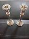 Pair Of Vintage Crown Sterling Silver Weighted 8 Tall Candlestick Tapered Stem