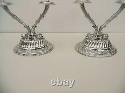 Pair Of Vintage Egyptian Sterling Silver Candelabra Dolphins Candlestick Ottoman