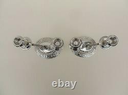 Pair Of Vintage Egyptian Sterling Silver Candelabra Dolphins Candlestick Ottoman