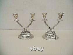 Pair Of Vintage Egyptian Sterling Silver Candelabra Dolphins Candlestick Ottoman