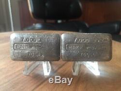 Pair Of Vintage Engelhard 7 Oz Silver Bars Rare Tier 1 With Consecutive Serial #