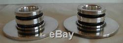 Pair Of Vintage Georg Jensen Sterling Silver Pyramid Candlesticks # 747 A
