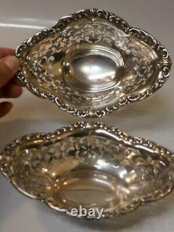 Pair Of Vintage Gorham Sterling Silver Open Work Footed Bowls